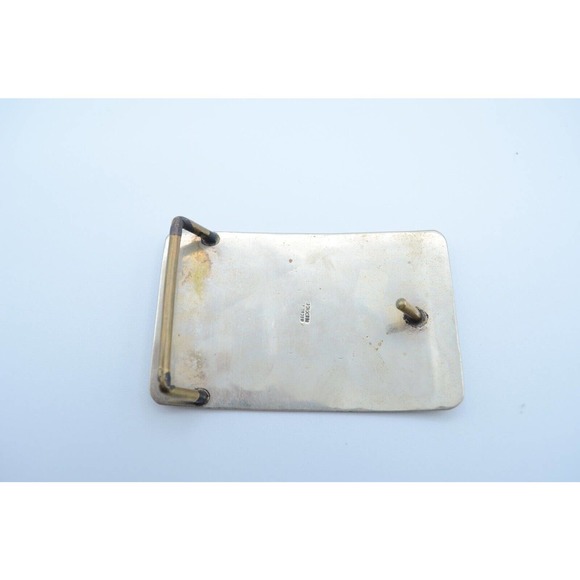 Sterling Silver Freemasons Belt Buckle With Turquoise Brass & Enamel Inlay main image 5